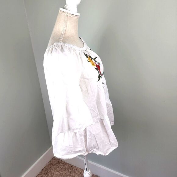 VINTAGE AMERICAN BLUE MADDIE WOMEN'S TOP  EMBROIDERED COTTON SIZE LARGE - Picture 6 of 8